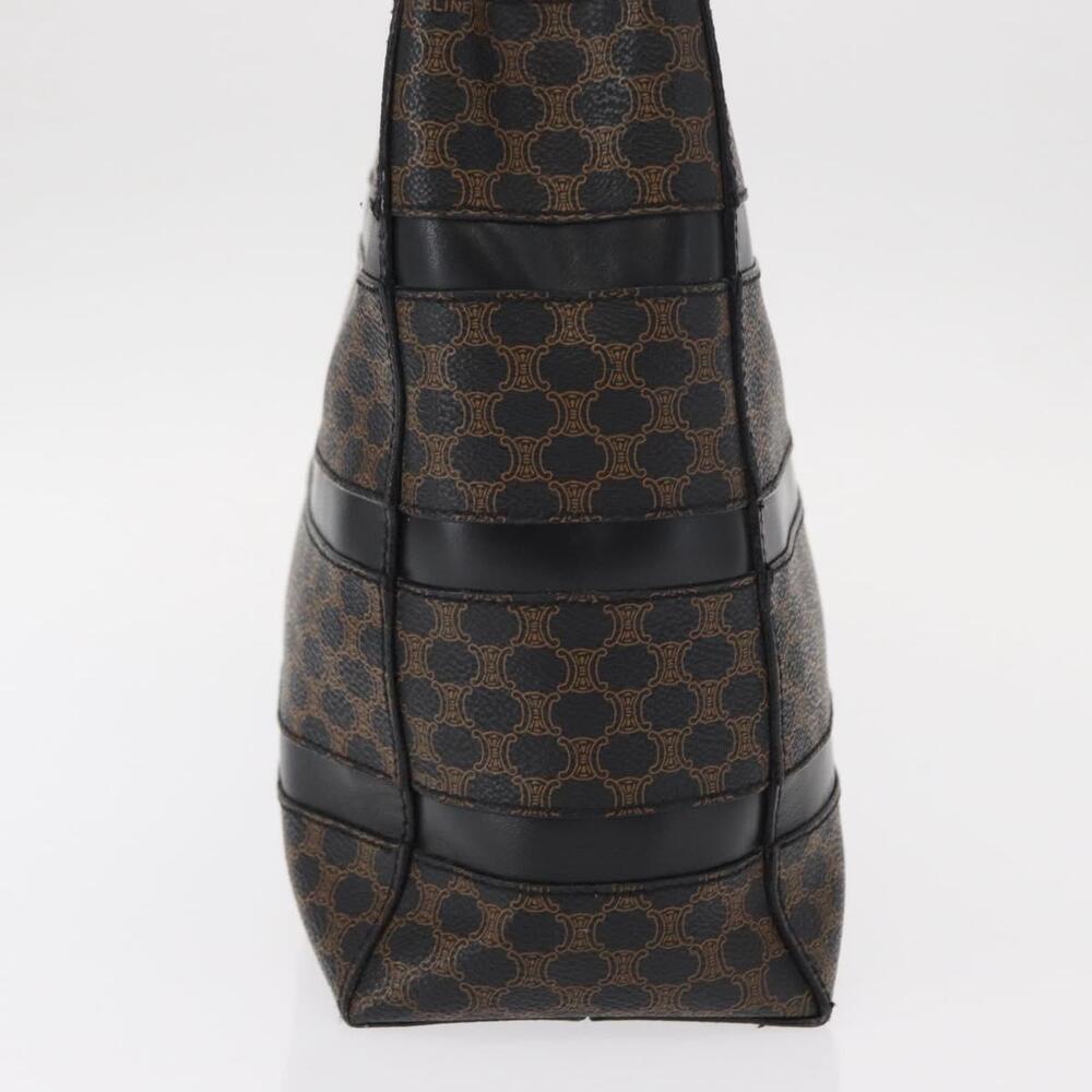 CELINE Macadam Canvas Tote Bag PVC Leather Black Gold Auth 155936 - Picture 4 of 16